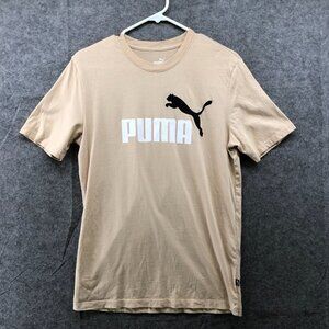 Puma Lusie T Shirt Mens S Short Sleeve Beige Crewneck Nude Cotton Logo